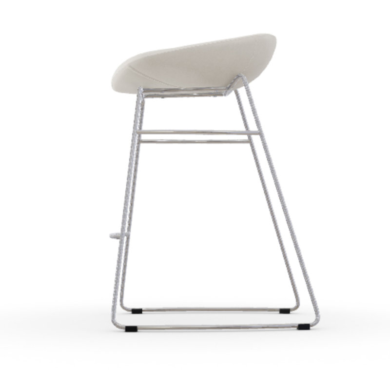 Palm Upholstered Backless Stool with Metal Frame, Skuba Optic White, Counter Stool (26.5" Seat Height)