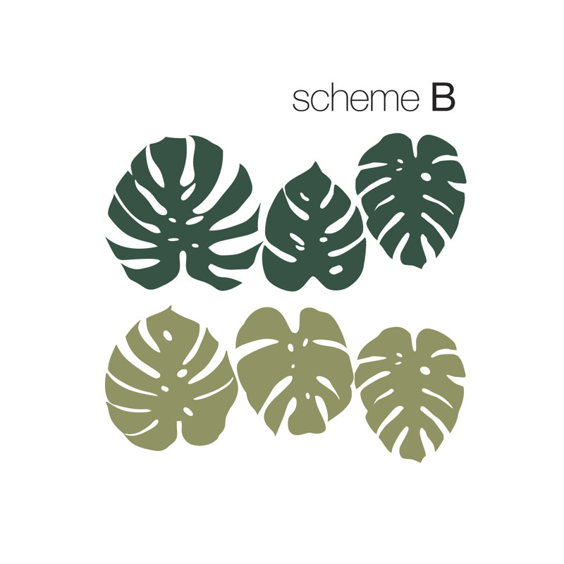 Adhésif décoratif feuilles Monstera, Noir / vert