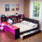 Modern Gaming Daybed With Integrated Desk, Light Strips, Built-in Charging Station, 3 Storage Drawers And Storage Shelves-1534788078-1534788077