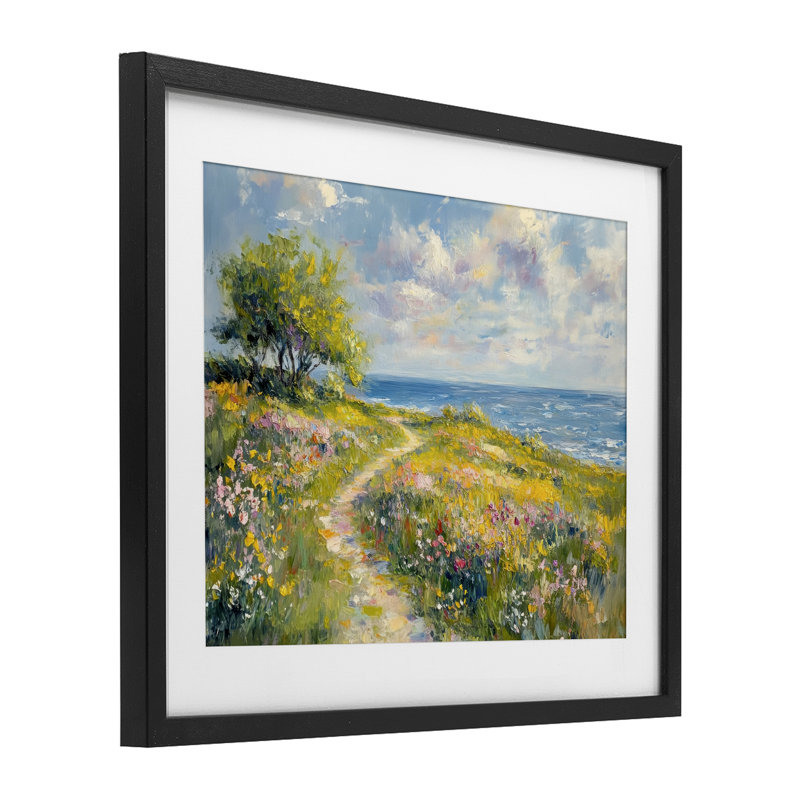 «Colorful Coastal Path», reproduction imprimée sous verre encadrée par Petal Prints Design, H 13 po x l 16 po