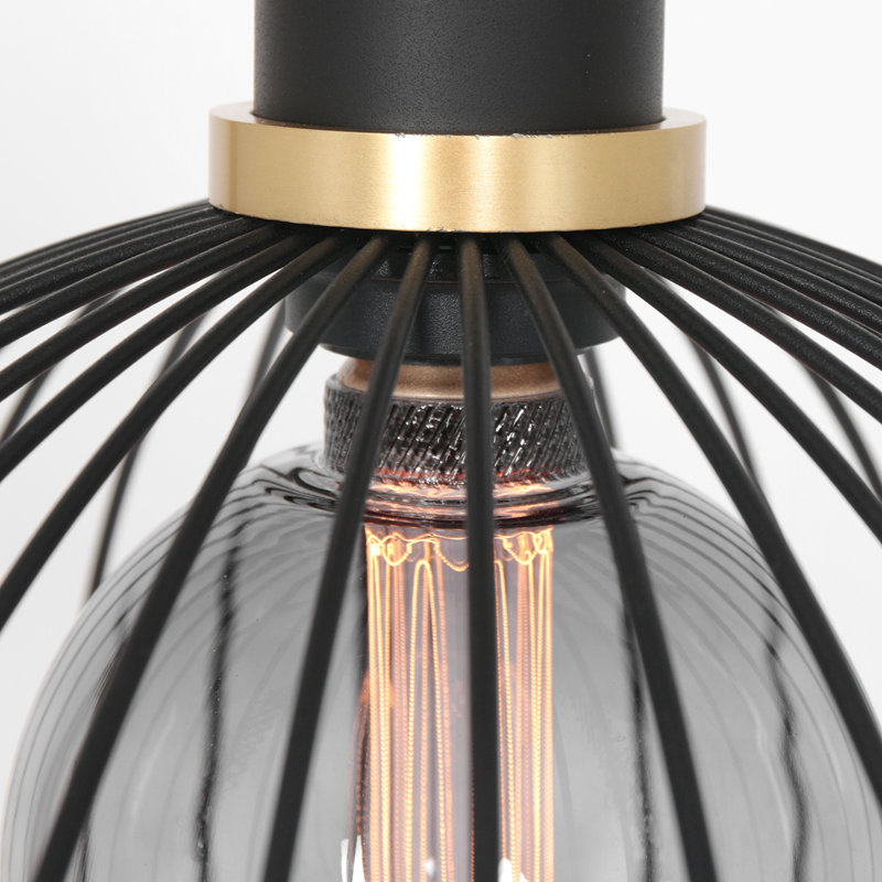 Audrina 1 - Light Black Sphere Pendant, 160cm H x 34cm W x 34cm D