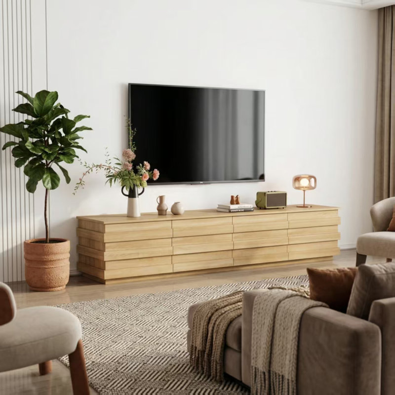78.7" Wide Modern Media Console Cabinet With 4 Drawers