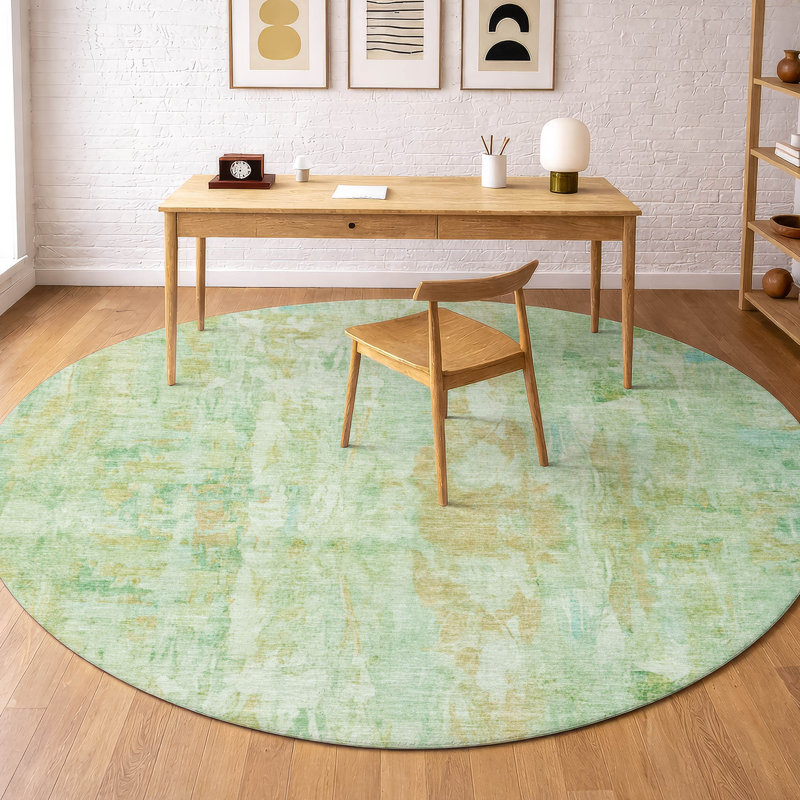 Premium Machine Washable Mayfield AMF2310 Abstract Rug, Basil, 8' Round