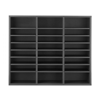 Literature Organizer, 24 Compartments Office Mailbox with Adjustable Shelves, Wooden Mailbox Sorter Medium Density Fiberboard Office Home Classroom Storage for Files, Documents, Papers, Grey