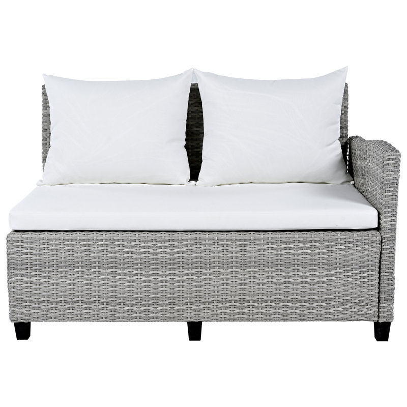 Canapé de patio, Coussin blanc / cadre gris clair