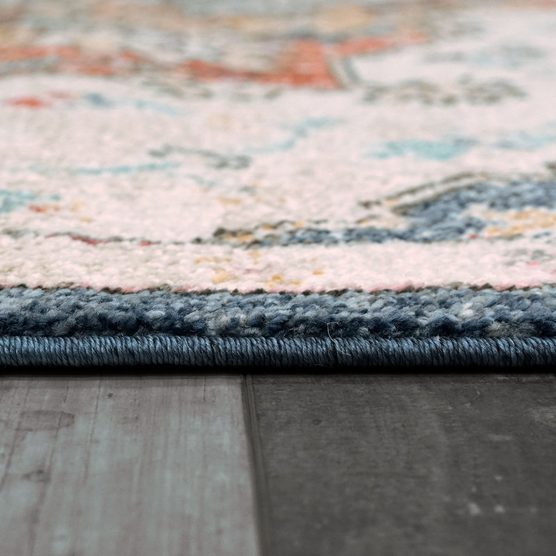 Tapis oriental bleu marine / crème / rouille, Rectangle 9,2 pi 12,6 pi