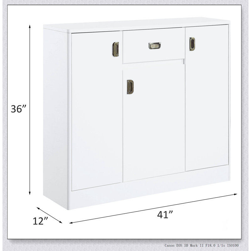 White High Gloss 3-Door Server with Drawer