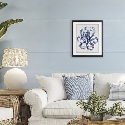 «Funky Toile Octopus», reproduction sous verre encadrée, lettrée et doublée