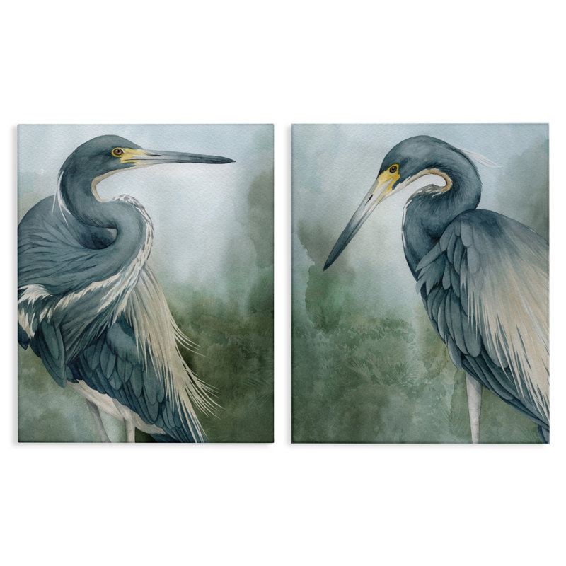 Bayou King Herons 2pc Canvas Set, design by Grace Popp, 20" H x 16" W