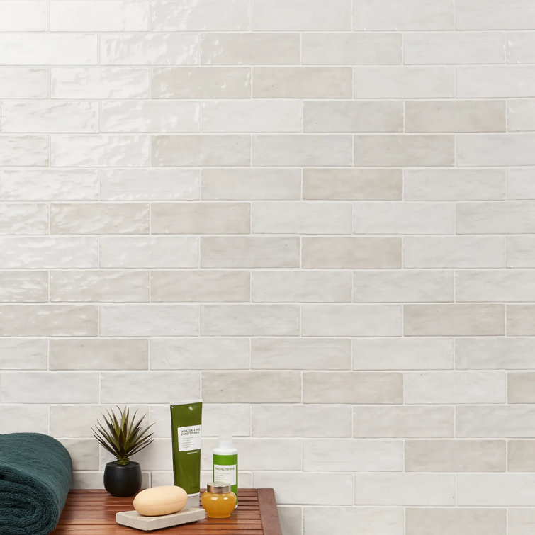 Portmore White 3x8 Glazed Ceramic Subway Wall Tile