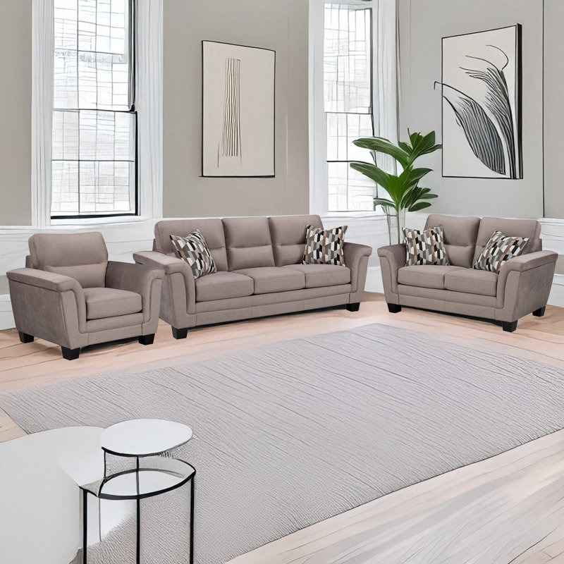 Canapé et causeuse en tissu Beeston, taupe, Taupe