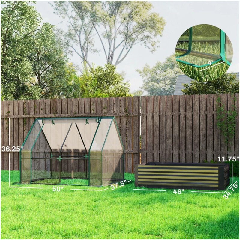 2-In-1 Raised Planter Greenhouse,Raised Garden Bed,Planter Raised Bed, Dark Gray