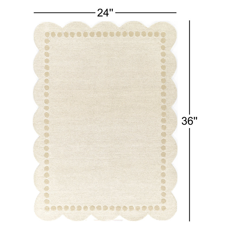 Lola Hand Tufted Wool Solid Ivory Area Rug 2' X 3', Rectangle 2' x 3'