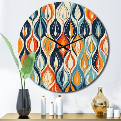 Horloge murale orange et bleue