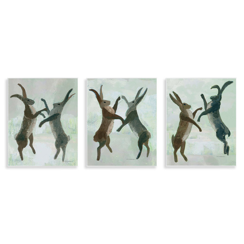 «Battling Hares in Neutral Tones», plaque murale par Kay Widdowson