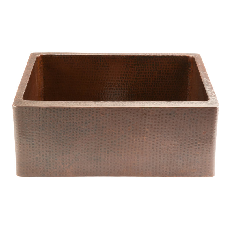 25" Hammered Copper Apron Front Single Basin Kitchen Sink