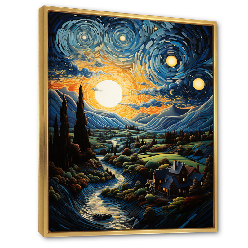 Chef-d'œuvre «The Starry Day» par Vincent II - Paysage et nature, art mural dans le salon, H 20 po x l 12 po x P 1 po