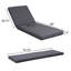 Chaise longue noire en bois d'acacia avec ensemble de coussins 4 plis gris foncé de 4 pouces, chaise longue d'extérieur réglable à 4 positions avec une surface latérale plate, pour la version crème assortie au bord de la piscine disponible