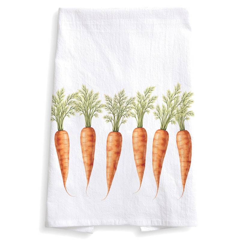  Carrot Patch Tea Towel, White/Orange/Green Carrot