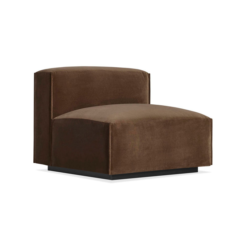 Cleon Slipper Chair, Coffee Velvet Polyester Blend