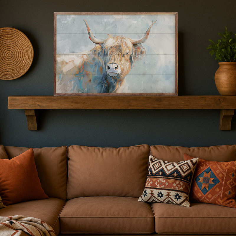 Whimsical Highland Cow 2 par Nina Blue, H 24 po x l 36 po