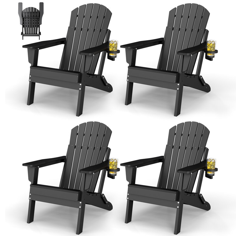 Ensemble de 4 chaises Adirondack pliantes, Noir