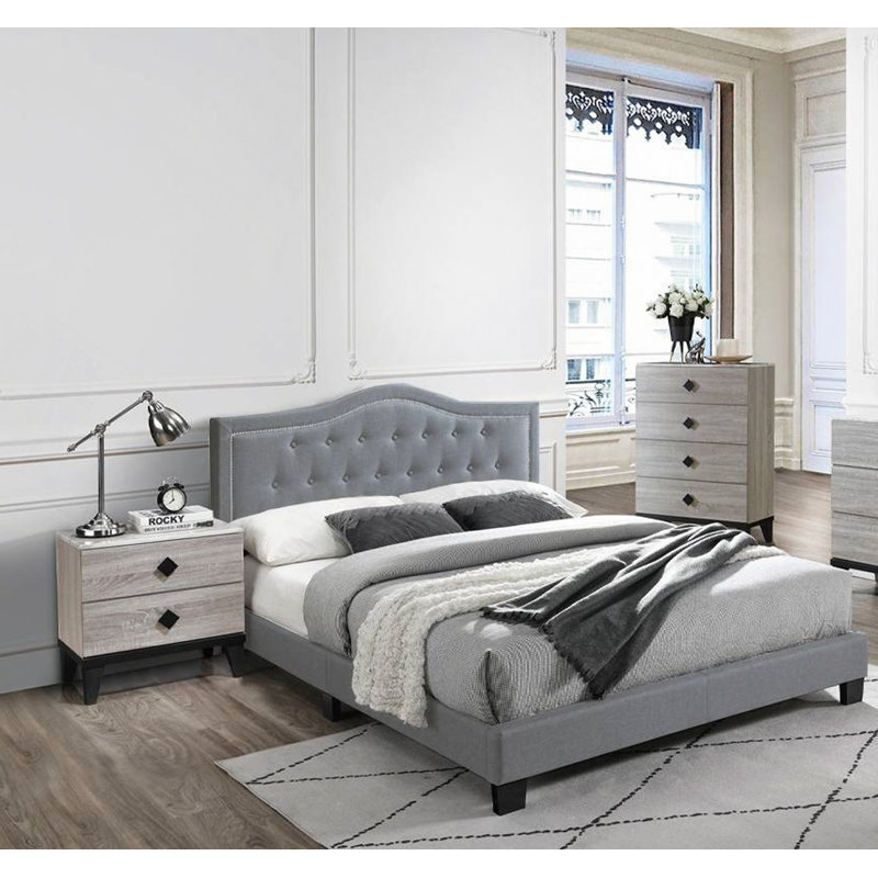 Mobilier de chambre 1pc, Gris, Lit double