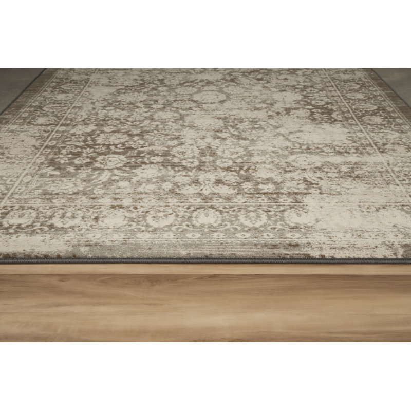 Tapis oriental kaki Goutier, Rectangle 7 pi 8 po x 10 pi 9 po