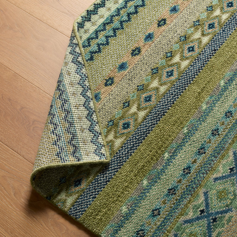 Jaipur Living Nisha LIB15 Handknot Ikat Green/Blue Area Rug (12'X15'), Rectangle 6' x 9'