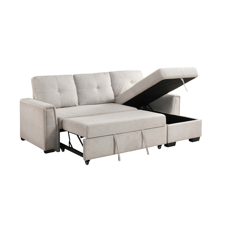 Canapé d'angle moderne 2 pièces avec lit gigogne et rangement dissimulé
