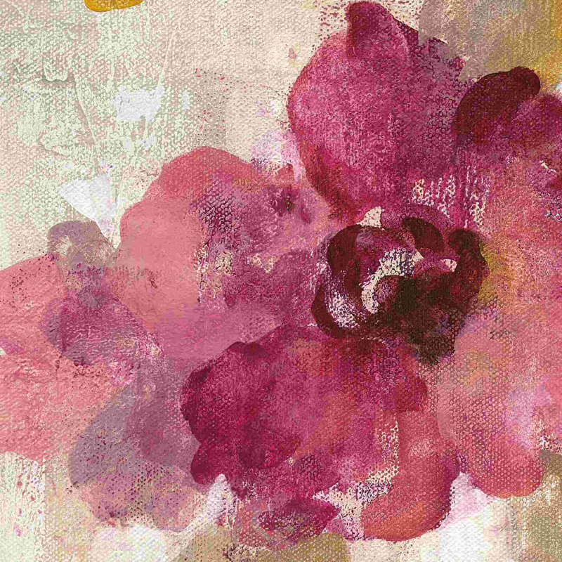 Élégante fresque fleur dorée I rose, H 12 po x l 12 po