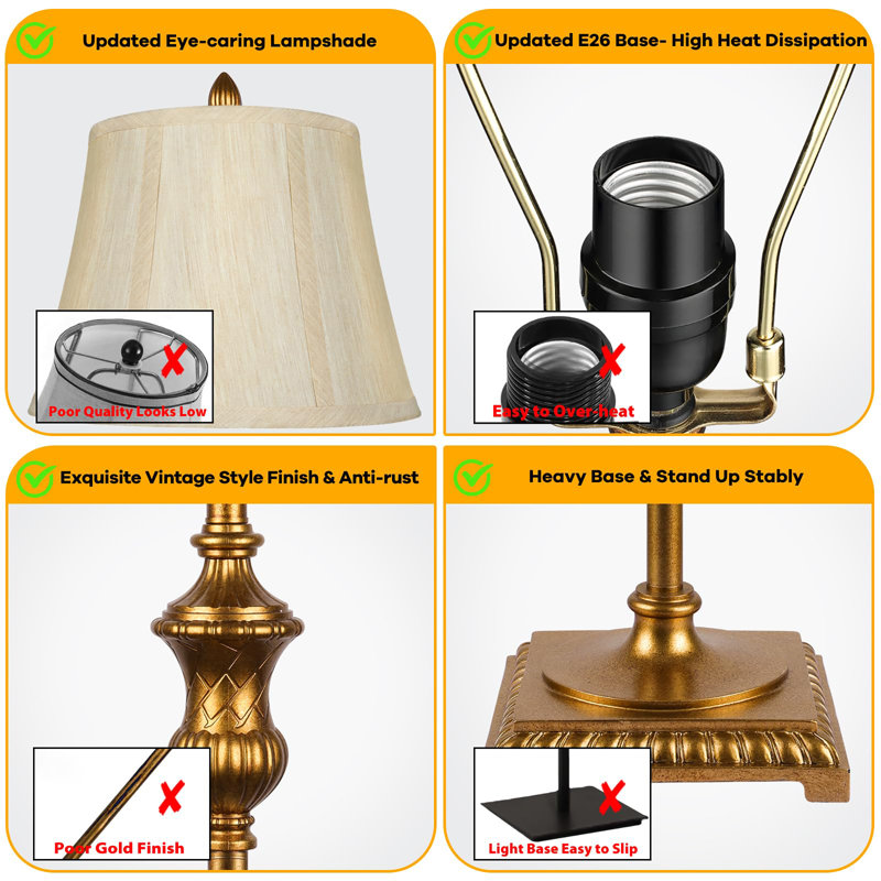 Traditional Floor Lamp, Brown, Gold