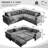 Pull-Out Sofa Bed Sectional,Chenille Modular Sleeper Sectional L Shaped Couch Sofa Bed-595027551