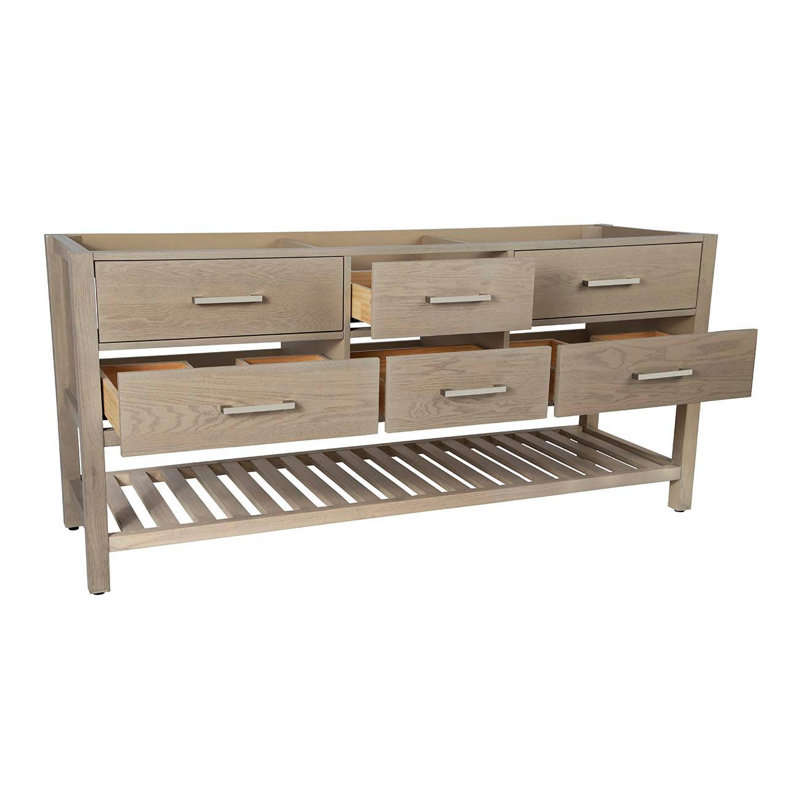 Meadowbrook 72'' Double Bathroom Vanity with Quartz Top, Light Oak