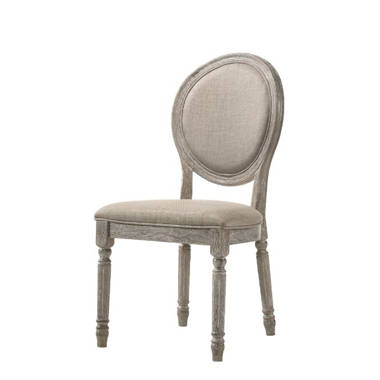 Finley Cotton Solid Wood King Louis Back Side Chair in Cream/Brown (Set of 2)