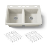 Riverby 33" Enameled Cast Iron Undermount Double Basin Kitchen Sink