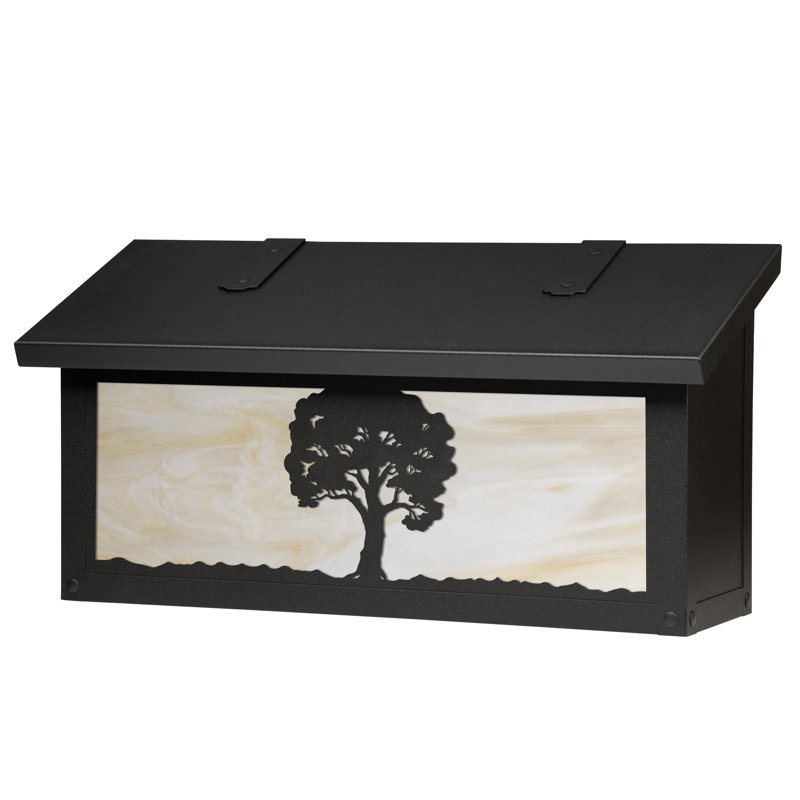 Brass Wall Mounted Mailbox, Gold Iridescent, Textured Black