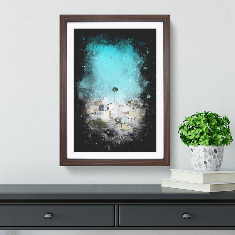 Rooftops in Montecorto Spain - Picture Frame Graphic Art Print, 33cm H x 24cm W x 2cm D, Walnut Framed