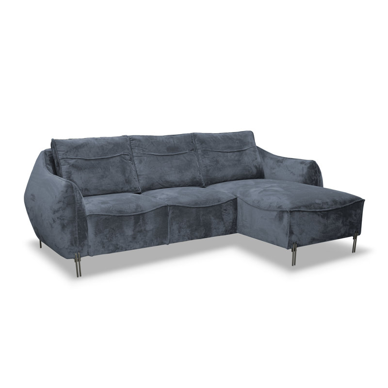 Adly 3 Seater Fabric Sofa & Chaise, Black, Right Hand Facing