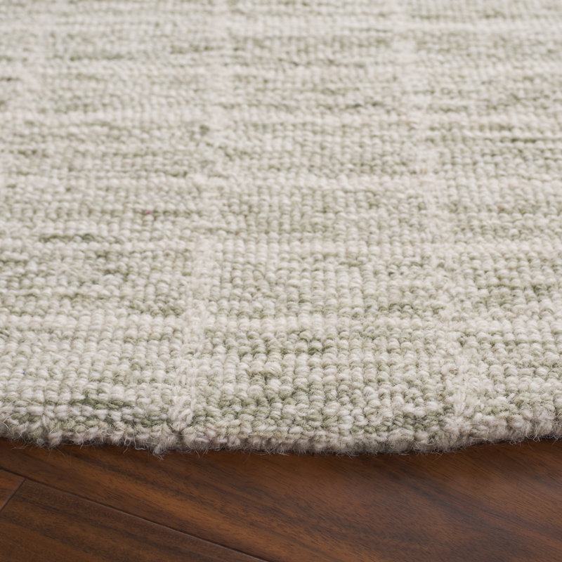 Antipus Ebony Hand Tufted Wool/Cotton Striped Rug in Sage/Ivory, Round 6'