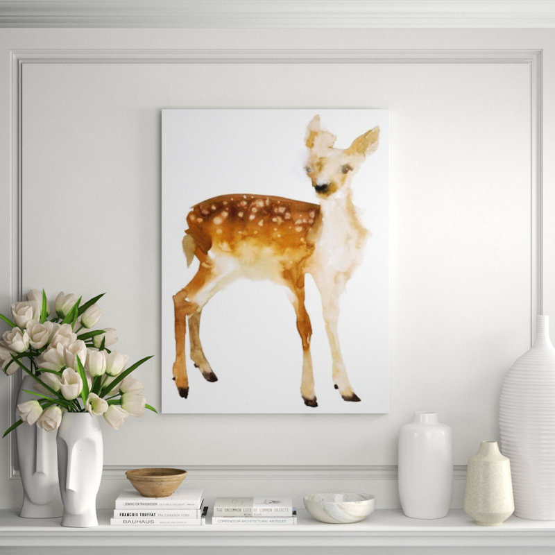 «Woodland Critter V» par Fern Cassidy - Peinture, Couche de verre, H 40 po x l 30 po x P 1,5 po