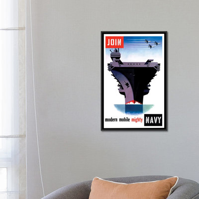 " Vintage WWII Poster Of An Aircraft Carrier With Three Planes Flying Overhead " by John Parrot