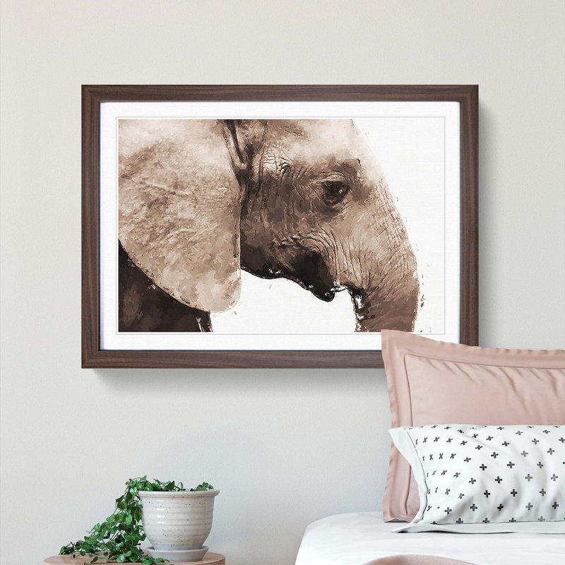 Portrait of an Elephant in Abstract - Framed Print, Walnut, 40cm H x 60cm W x 2cm D