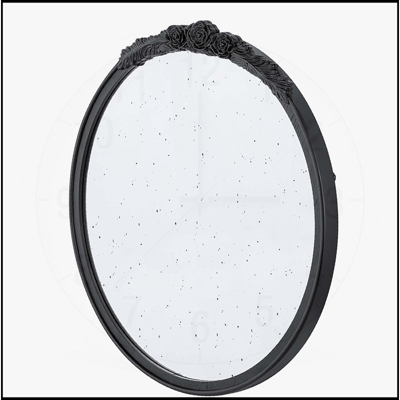 Cadre de miroir antique rose exquis sculpté à la main, miroir mural pour divers espaces, Noir
