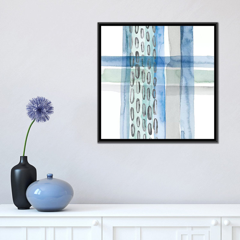 « cross couture iv », impression sur toile, H 18 po x l 18 po x P 1,5 po, Toile avec cadre noir, Pas de tapis
