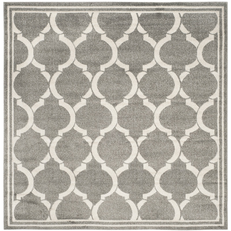 Tapis géométrique gris foncé / beige Ammundsen, Carré 7 pi