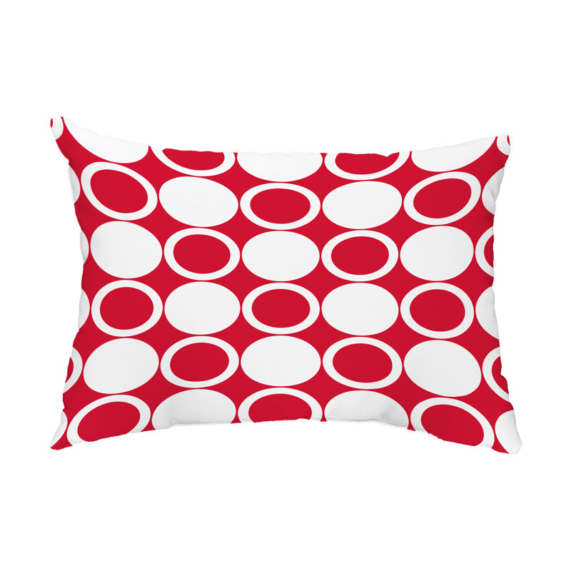 Housse de coussin d'extérieur et insert ModCircles, Rouge / Blanc