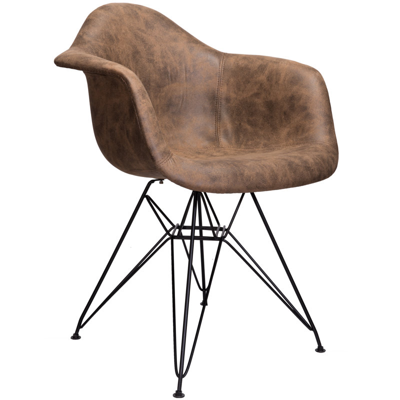 Casina Faux Leather Accent Chair, Dark Brown Faux Leather