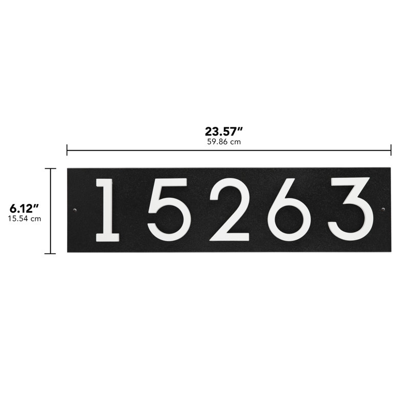 Floating Stand-Off 5-Number Horizontal Sign, Black /W/ White Modern Font Numbers, Yes