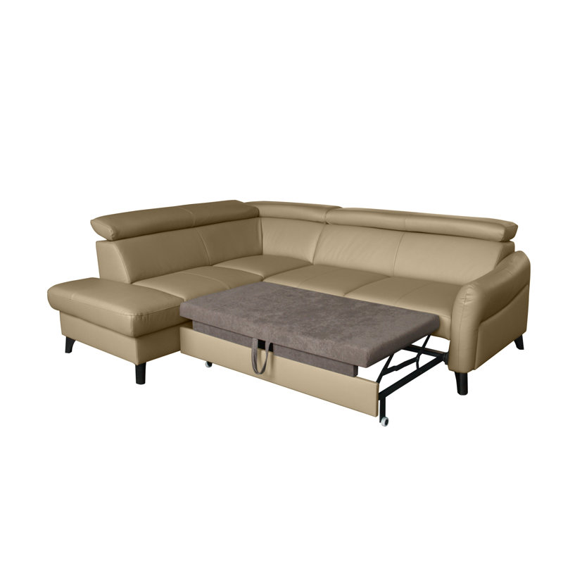 Victoria Upholstered Sleeper Corner Sofa with Ottoman, Left Hand Facing, Beige